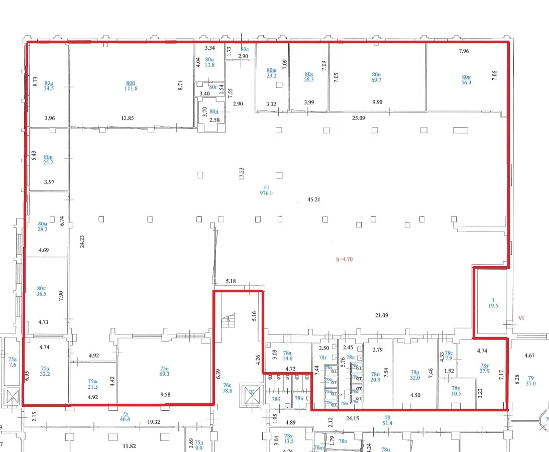 Планировка офиса 1517.4 м², 1 этаж, Административное здание «г Москва, Шаболовка ул., 31, стр. 22, Б»